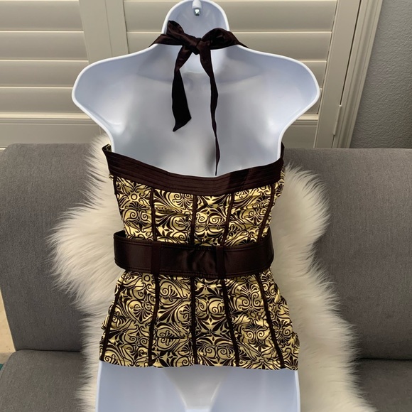 BEBE Paisley Halter Corset Top- Size XS - Picture 2 of 2